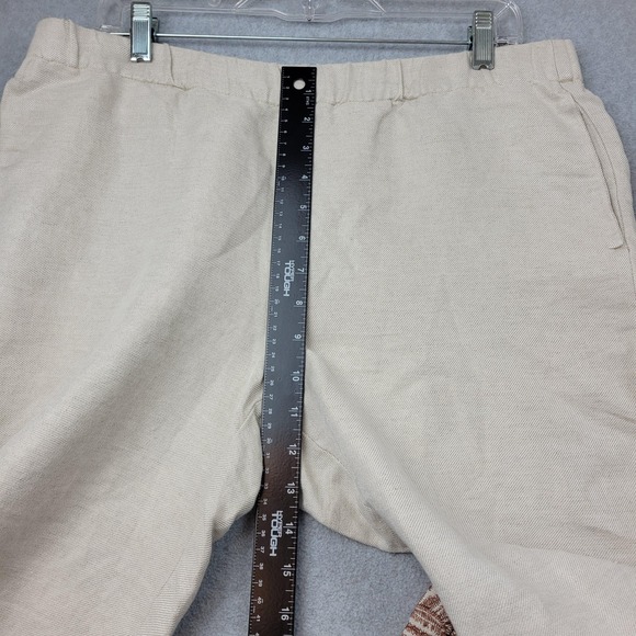 J Jill Pants‎ Womens Medium Petite Linen Blend Cropped Embroidered Hem WTP24882 - Picture 6 of 16